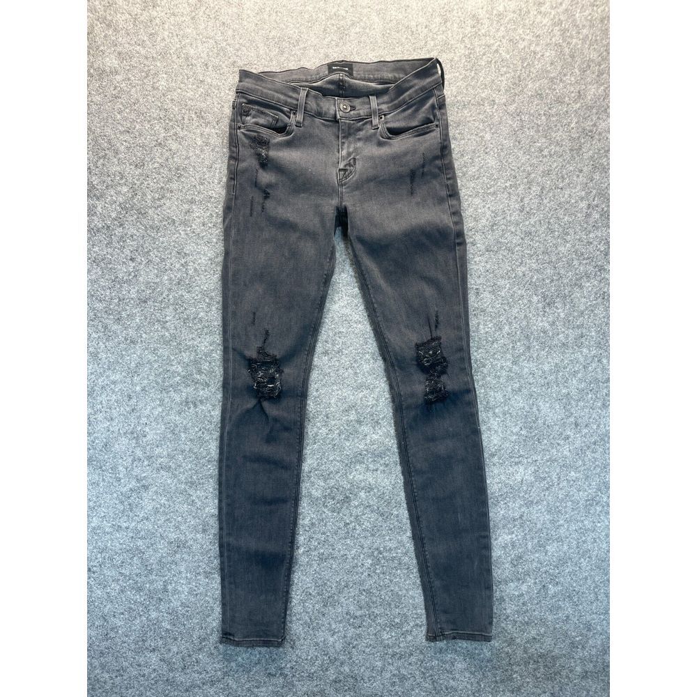 Hudson Jeans Womens Size 26 Krista Super Skinny Faded‎ Black Distressed Stretch